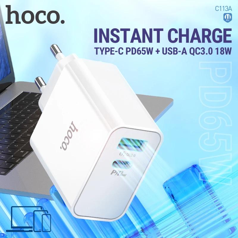 Hoco   , PD USB-C, QC3.0, USB-A 18W,  , Ʈ ޴ º, EU Ʈ, CŸ USB ̺ , 65W